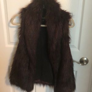 Burgundy/purple faux fur vest